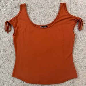 Moda International Cold Shoulder Top w/ Adjustable Ties  at Short Cap Sleeves